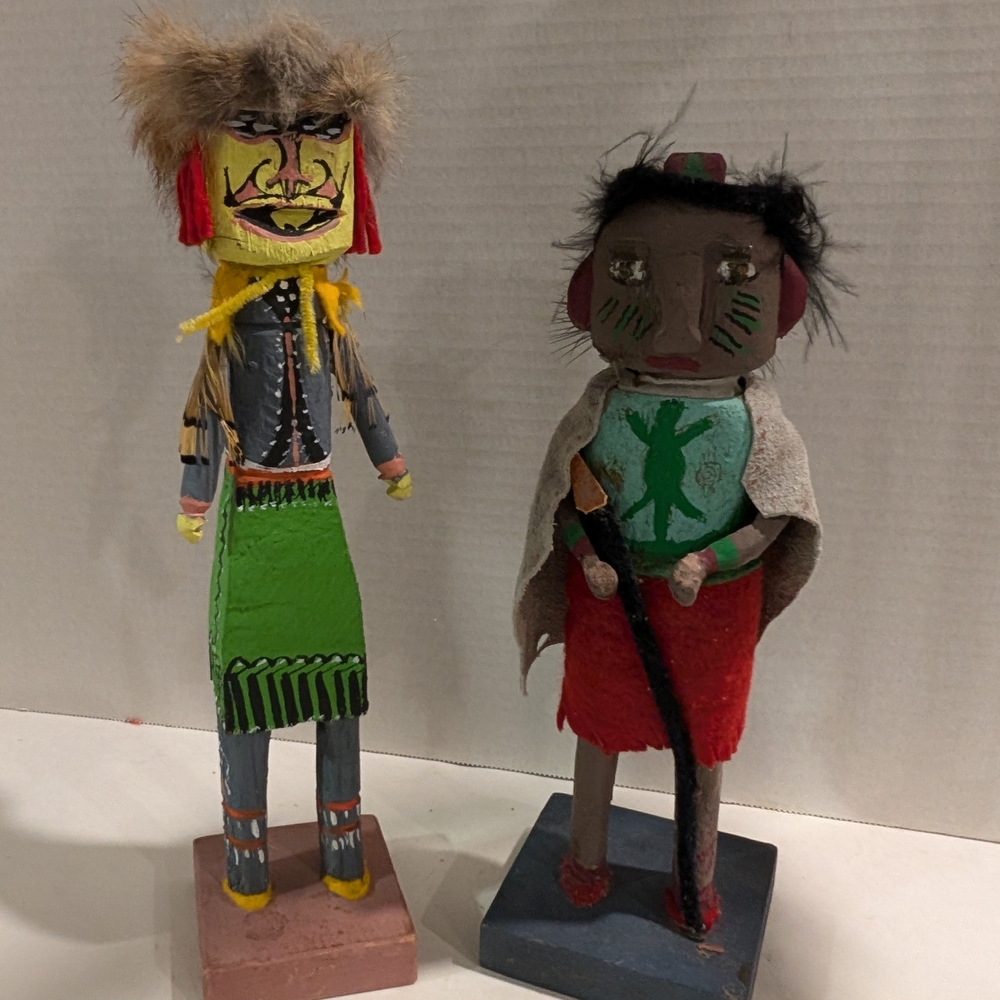Two Rare Navajo Kachina Hand Carved Wood